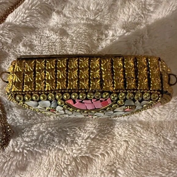 RAMLA Pink Beverly Hills Handmade Mosaic Moroccon Clutch Crossbody Bag $250 - Picture 5 of 12